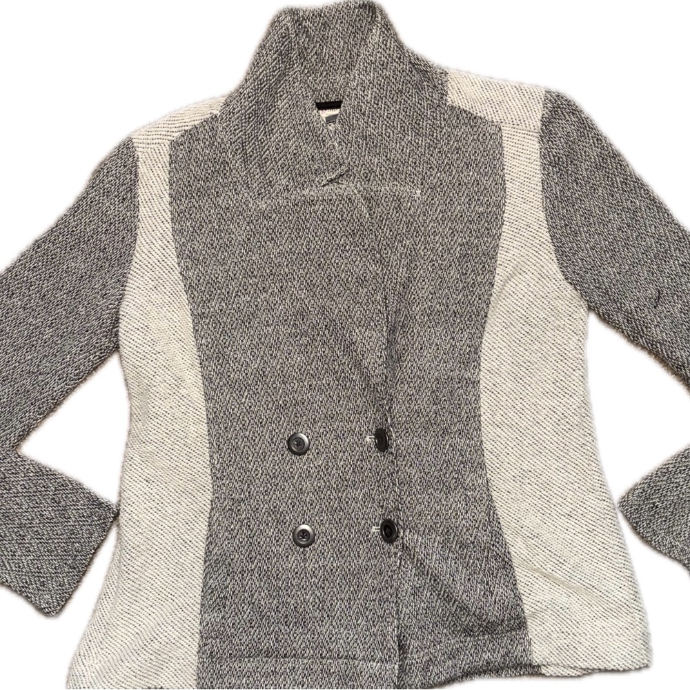 Saturday Sunday Anthropologie Knit Jacket Gray Colorblock Cozy Minimalist‎